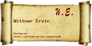 Wittner Ervin névjegykártya